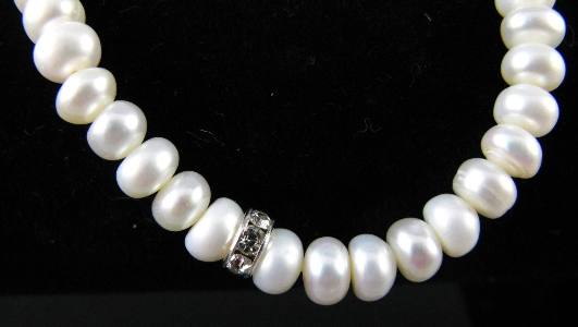 Pearl Bracelet w/ Roundels-Pearl bracelet, potato pearl bracelet, wholesale pearl bracelet, handmade bracelet