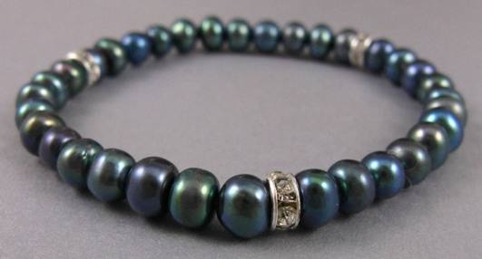 Peacock Pearl Bracelet w/ Roundels-Pearl bracelet, wholesale bracelet