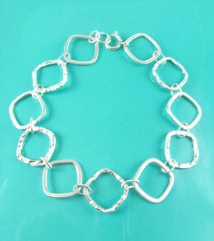 Diamond Hammered Bracelet-Diamond Hammered Sterling Bracelet