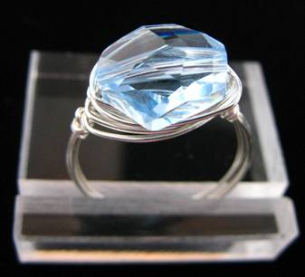 Cosmic Ring - Aqua-swarovski crystal rings, beaded rings, bling rings, silver rings, cosmic rings 
