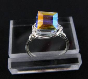 Ice Ring-swarovski crystal rings, sterling silver rings, beaded rings, bling rings, wire-wrapped rings