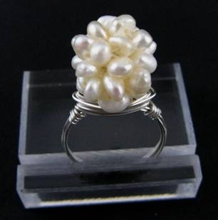 Cluster Pearl Ring - White-Cluster Pearl Ring