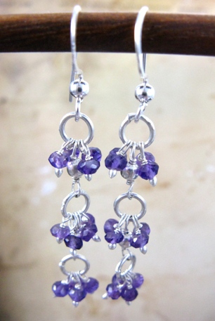 Amethyst Cascade Earrings-Amethyst gemstone earrings