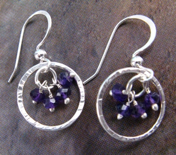 Gemstone Cluster Earrings in Amethyst-Gemstone Cluster Earrings in Amethyst