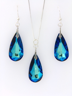 Moondrop Bermuda Blue Earrings-Wholesale crystal earrings in bermuda blue