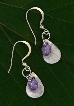 CZ Petal Drops in Amethyst-CZ Petal Drops in Amethyst