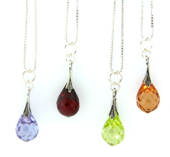 CZ Tanzanite Drop Necklace-CZ tanzanite necklace