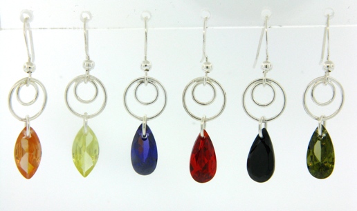 Swirly Drops in Olivine-CZ olivine earrings