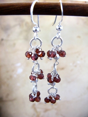Garnet Cascade Earrings-Garnet gemstone earrings