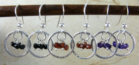 Gemstone Cluster Earrings in Black Spinel-Gemstone Cluster Earrings in Black Spinel