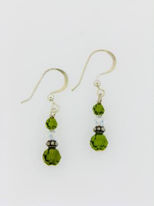 Small Drops in Olivine-Olivine drop earrings, swarovski crystal earrings