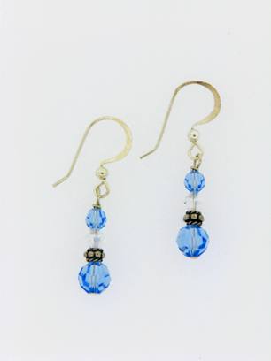 Small Drops in Lt. Sapphire-Light sapphire earrings, swarovski crystal earrings, french hook earrings
