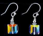 Cube Drop Earrings-Swarovski Crystal earrings, sterling silver earrings, leverback earrings, handmade earrings, wholesale earrings 