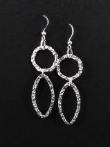 Hammered Links Earrings-hammered sterling silver earrings
