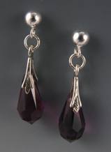 Lancia Earrings - Amethyst-swarovski crystal earrings, post earrings