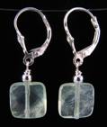 Prehnite Square Drops-Prehnite streling silver square earrings, semi-precious earrings, leverback earrings