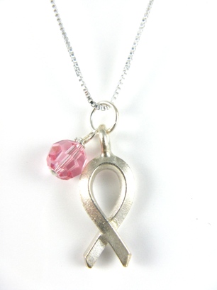 Awareness Necklace-Breast Cancer awareness ribbon necklace in sterling silver