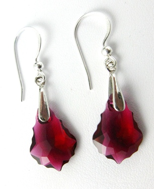 Baroque Earrings in Siam-Swarovski Crystal Baroque Earrings in Siam color