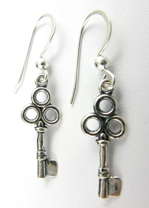 Key Silver Earrings-Key silver earrings