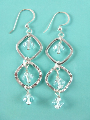 Diamond Hammered Azure Earrings-Diamond Hammered Azure Earrings