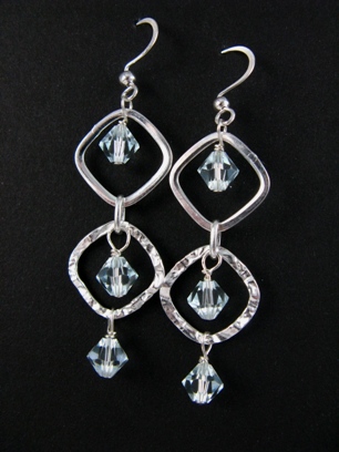 Diamond Hammered Azure Earrings-Diamond Hammered Azure Earrings