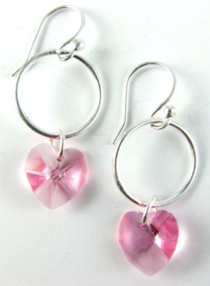 Heart w/ Ring Rose Earrings-Heart w/ Ring Rose Earrings