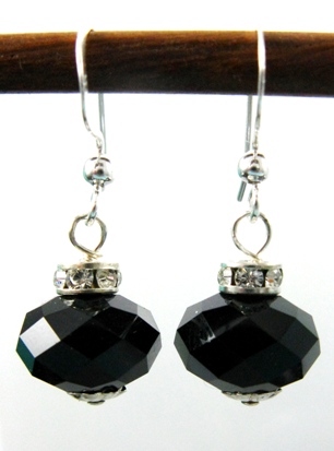 Hail Earrings in Jet-Handmade Wholesale crystal earrings in sterling silver
