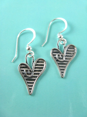 Artisan Heart Earrings-Wholesale heart sterling silver earrings/jewelry