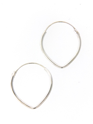 Small Silver Pear Hoops-Small Silver Pear Hoops