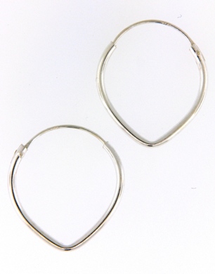 Large Silver Pear Hoops-Large Silver Pear Hoops