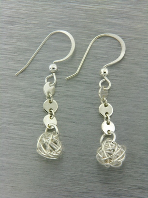 Long Mesh Earrings-Silver mesh earrings