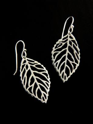 'Les Feuilles Mortes' Silver Leaf Earrings-'Les Feuilles Mortes' Silver Leaf Earrings 