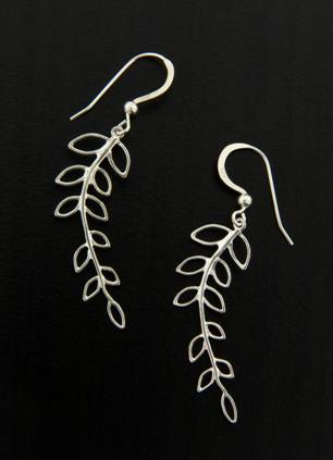 Fern Earrings-Sterling silver fern earrings