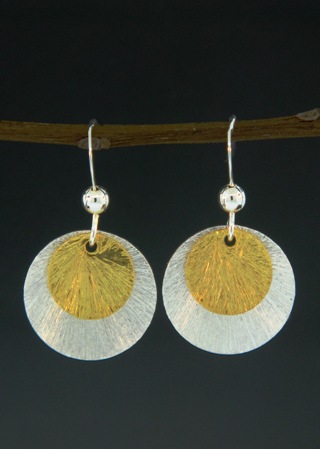 Two-Tone Disk Earrings - Gold/Silver