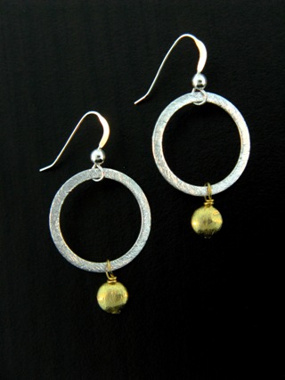 Two-Tone Round Disk Earrings - Gold/Silver