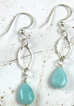 Amazonite Pear Drop Earrings-Amazonite Pear Earrings
