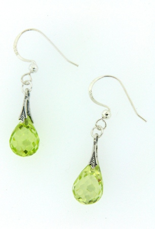 CZ Pear Drop in Peridot-CZ Earrings in Peridot