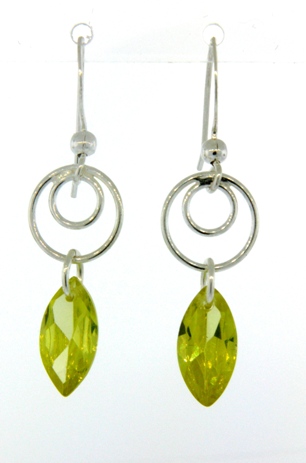 Swirly Drops in Peridot-Cubic Zirconia sterling silver swirly earrings in peridot