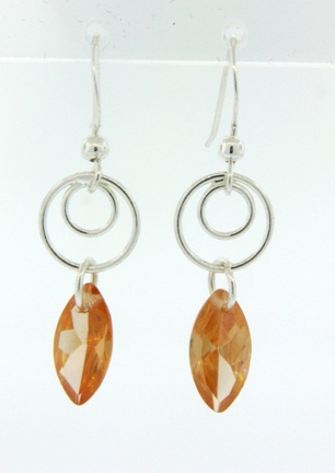 Swirly Drops Champagne-Cubic Zirconia Swirly drops in sterling silver earrings in champagne