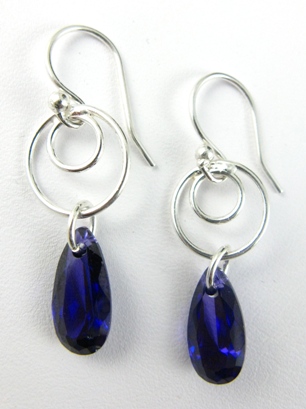 Swirly Drops in Purple Velvet-Cubic Zirconia steling silver swirly earrings in purple velvet