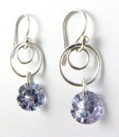 Swirly Earrings - Rd  CZ Tanzanite-CZ earrings, swirly earrings