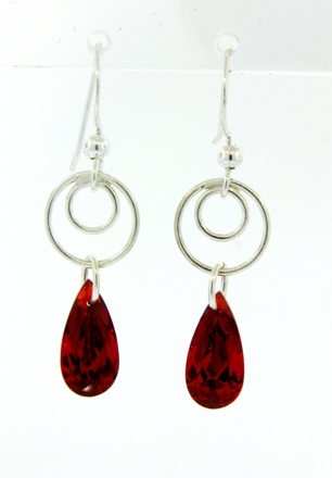 Swirly Drops in Red-Cubic Zirconia Swirly drop earrings in red