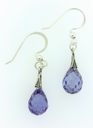 CZ Pear Drop in Tanzanite-CZ pear shape earrings