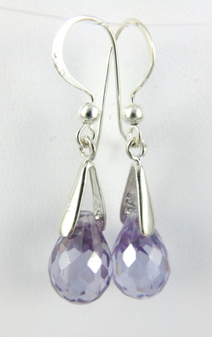 CZ Pear Drop in Tanzanite-CZ pear shape earrings