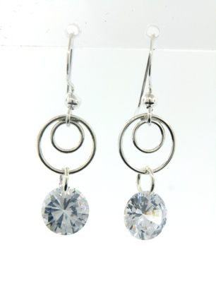 Swirly Earrings - Rd CZ Clear