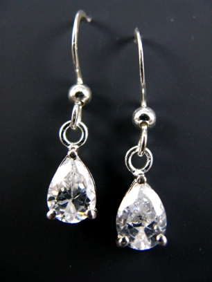CZ Drop Earrings Clear-Cubic Zirconia Earrings