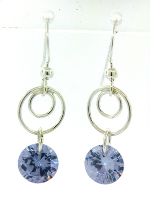 Swirly Earrings - Rd  CZ Tanzanite
