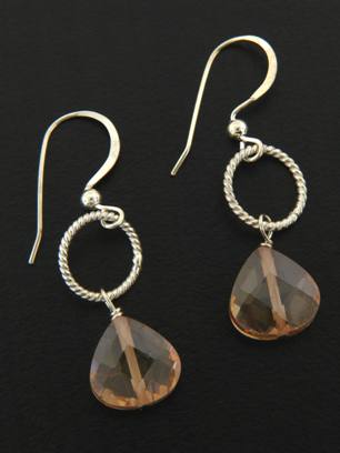 CZ Twisted Ring Earrings in Champagne