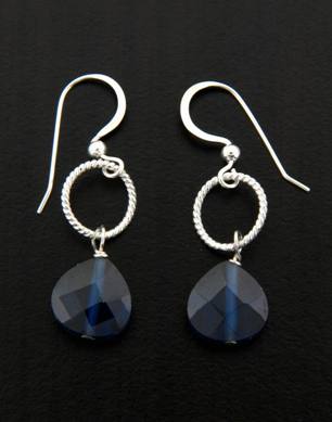 CZ Twisted Ring Earring in London Blue