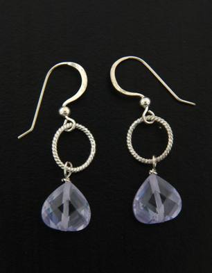 CZ Twisted Ring Earrings in Tanzanite